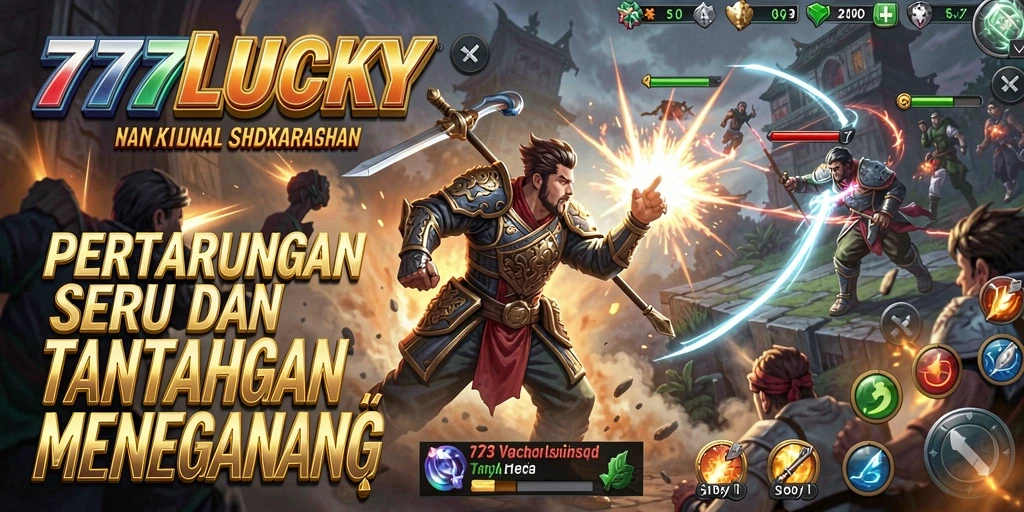 Tampilan gameplay 777LUCKY dengan aksi seru dan karakter yang beragam.