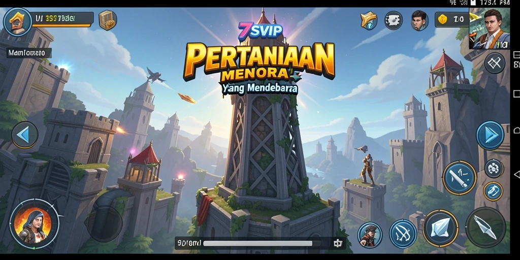 Screenshot utama menampilkan aksi menara dalam <strong>7SVIP</strong> saat melawan musuh.