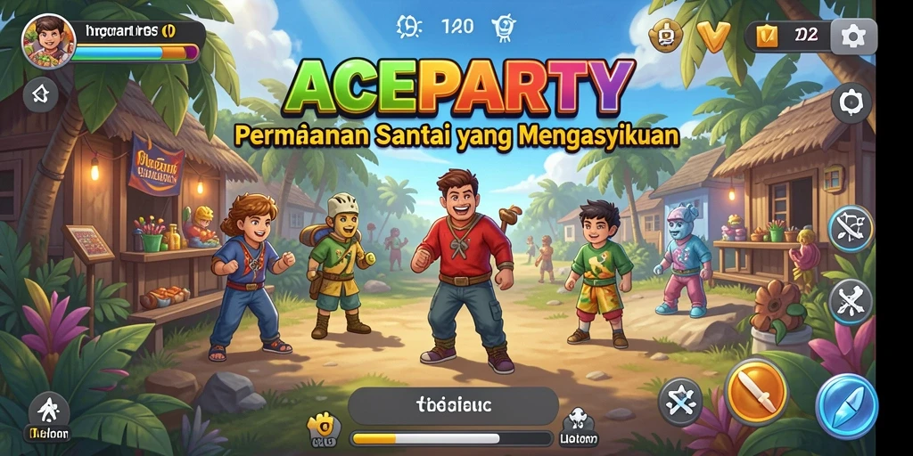 Tangkapan layar ACEPARTY menampilkan karakter lucu dan gameplay yang mengasyikkan.