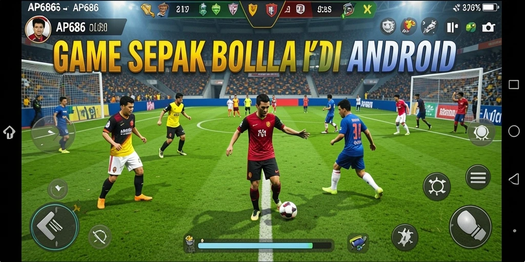 Tampilan gameplay sepak bola yang mendebarkan dan realistis.
