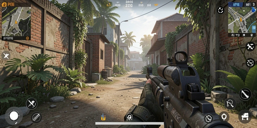 Tampilan gameplay menegangkan di API36 dengan aksi FPS yang intens.