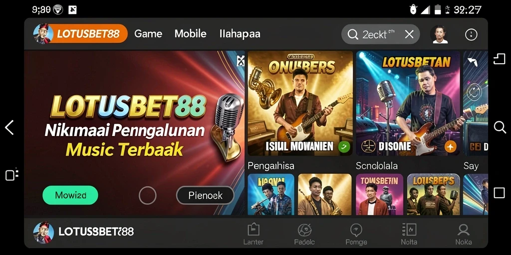 Tampilan gameplay interaktif LOTUSBET88 dengan musik yang menyenangkan.