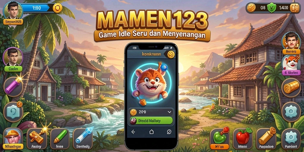 Screenshot MAMEN123 menampilkan karakter lucu dan gameplay yang santai.