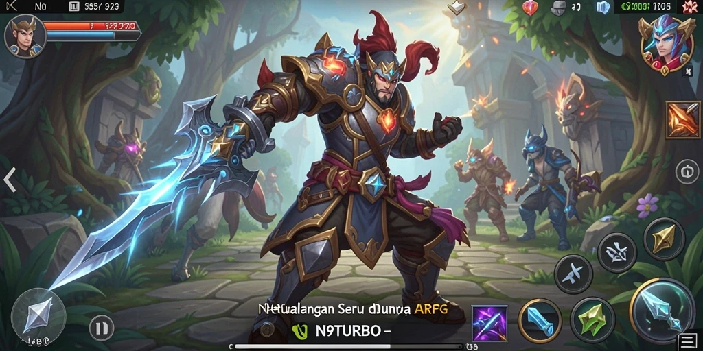 Screenshot gameplay N9TURBO yang menunjukkan aksi seru di dunia ARPG.