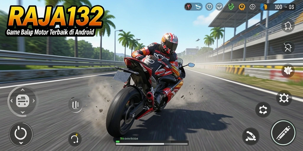 Screenshot gameplay RAJA132 menampilkan balapan motor yang seru.
