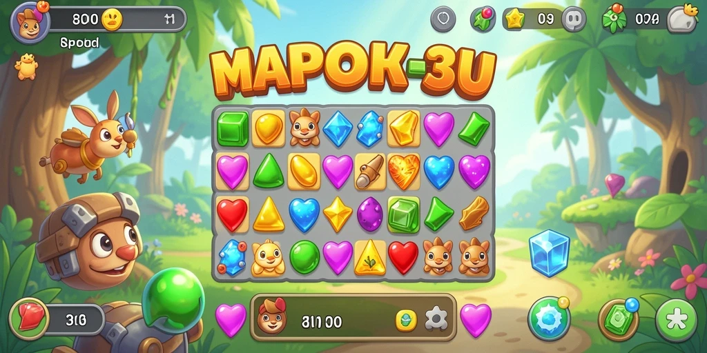Tampilan gameplay seru RPOK dalam permainan Match-3.