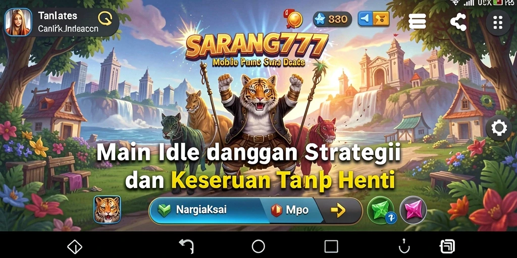 Tangkapan layar SARANG777 menunjukkan gameplay strategi Idle yang menarik.