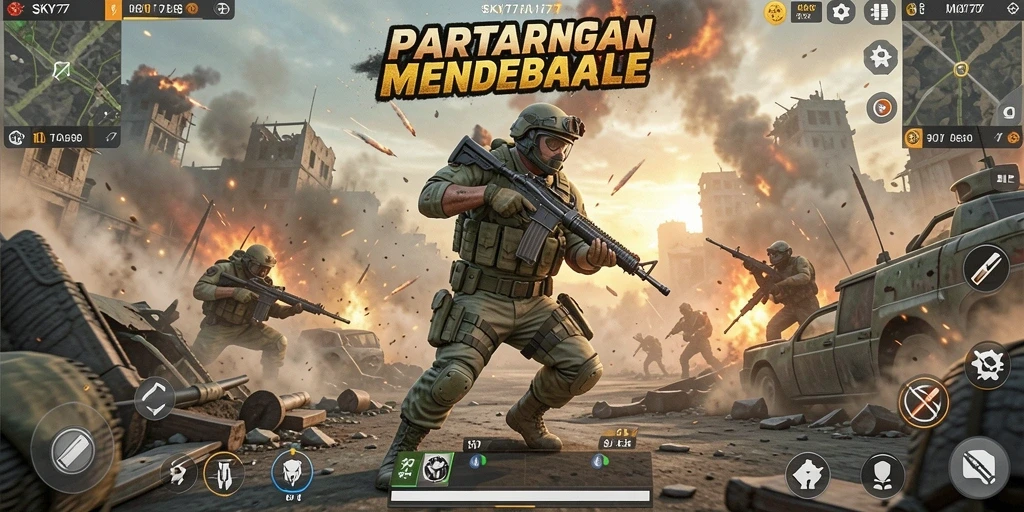 Tampilan gameplay seru di arena Battle Royale SKY77.