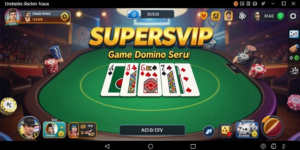 Screenshot gameplay SUPERSVIP menampilkan pemain yang bersaing di meja Domino.