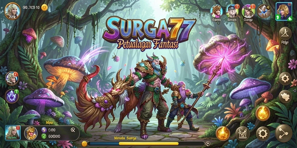 Gameplay <strong>SURGA77</strong> menampilkan petualangan seru dengan karakter yang berani.