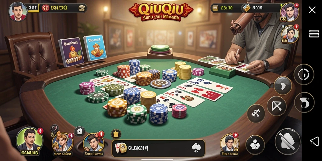 Tampilan screenshot menunjukkan pemain bersaing di game QiuQiu.